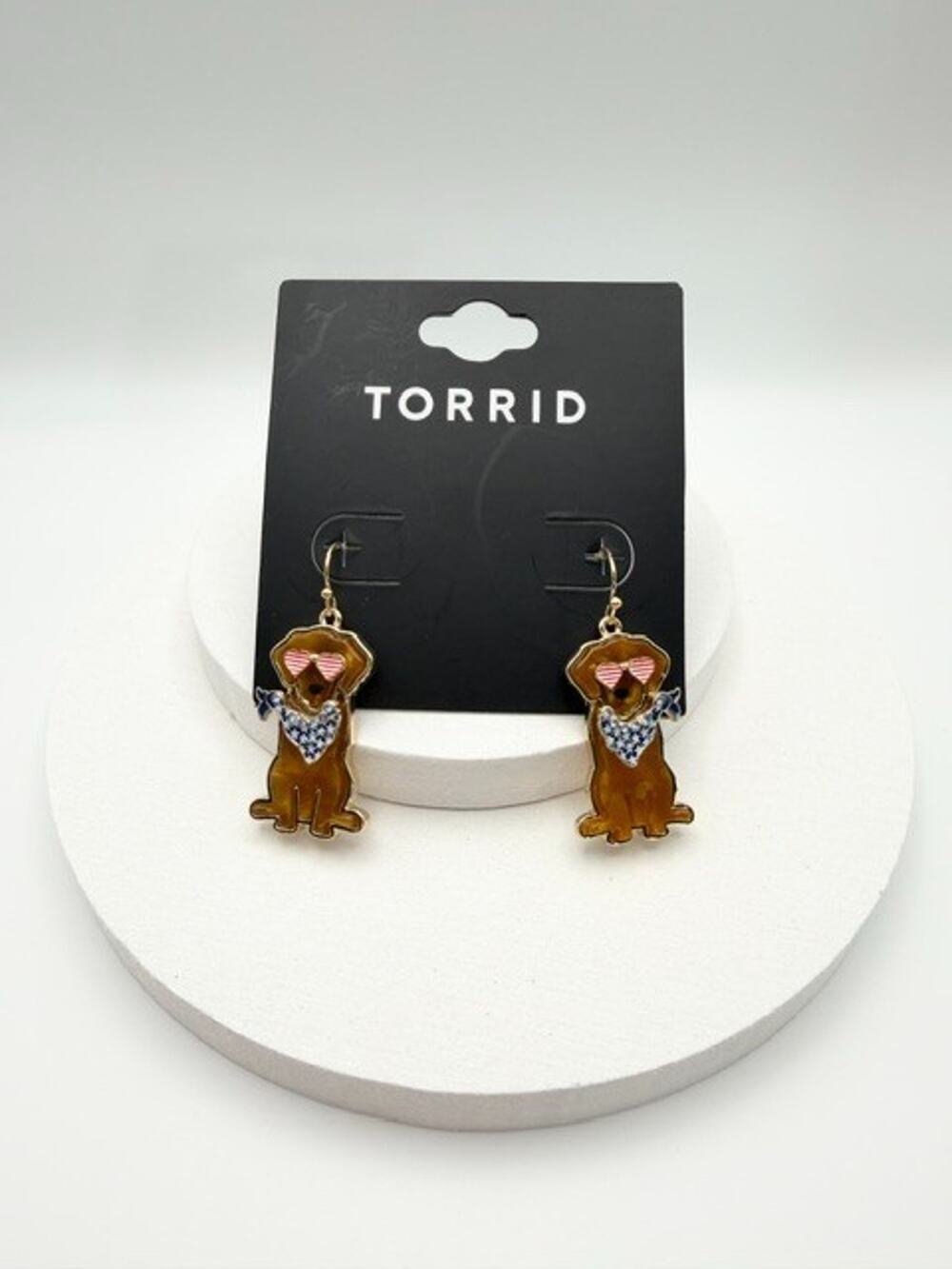 Torrid American Dog Earrings Patriotic Red White Blue Dangle NWT